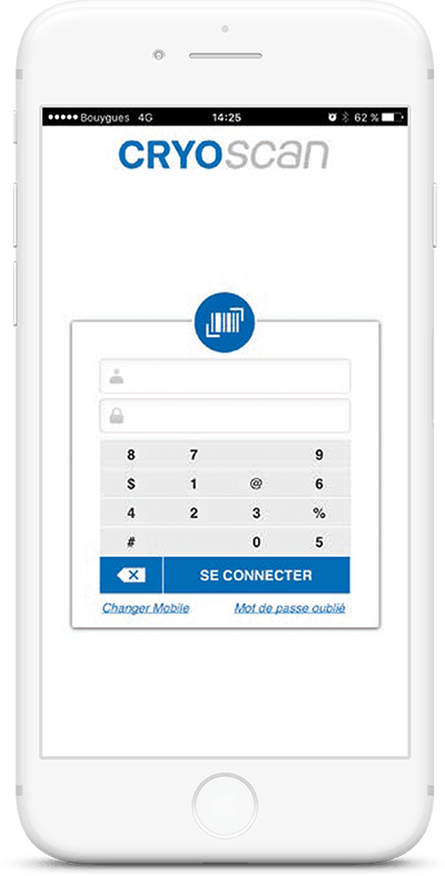 Système d'information et application mobile Cryo Express - Écran 2 Système d'information et application mobile Cryo Express - Écran 1