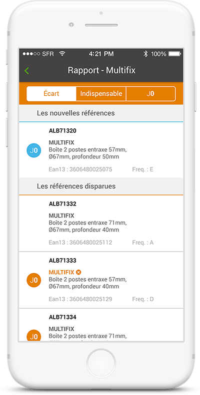 L'écran d'affichage du rapport établi à l’issue du flashage des références L'écran d'affichage du rapport établi à l’issue du flashage des références