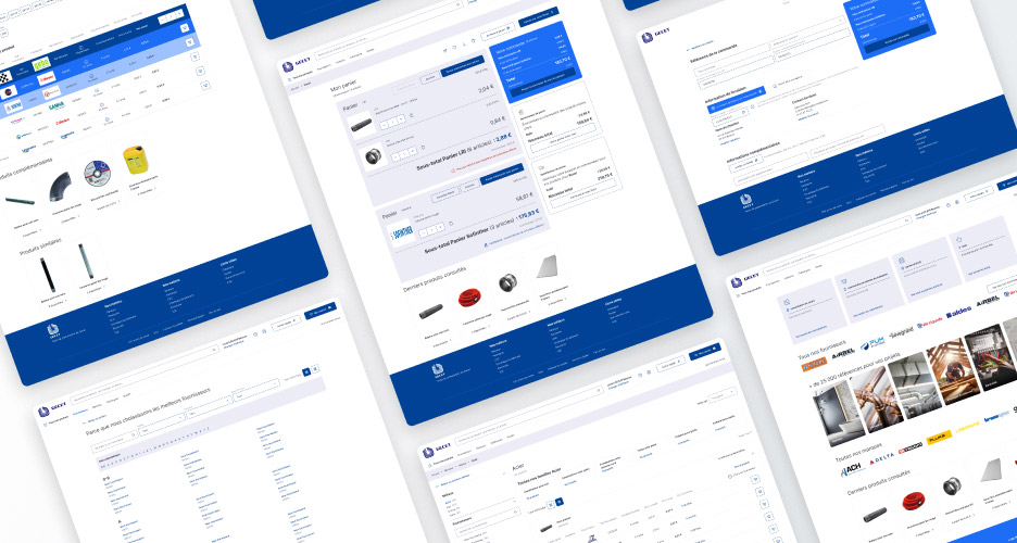 Maquettes des pages de la marketplace écoconçue de GECET solutions 