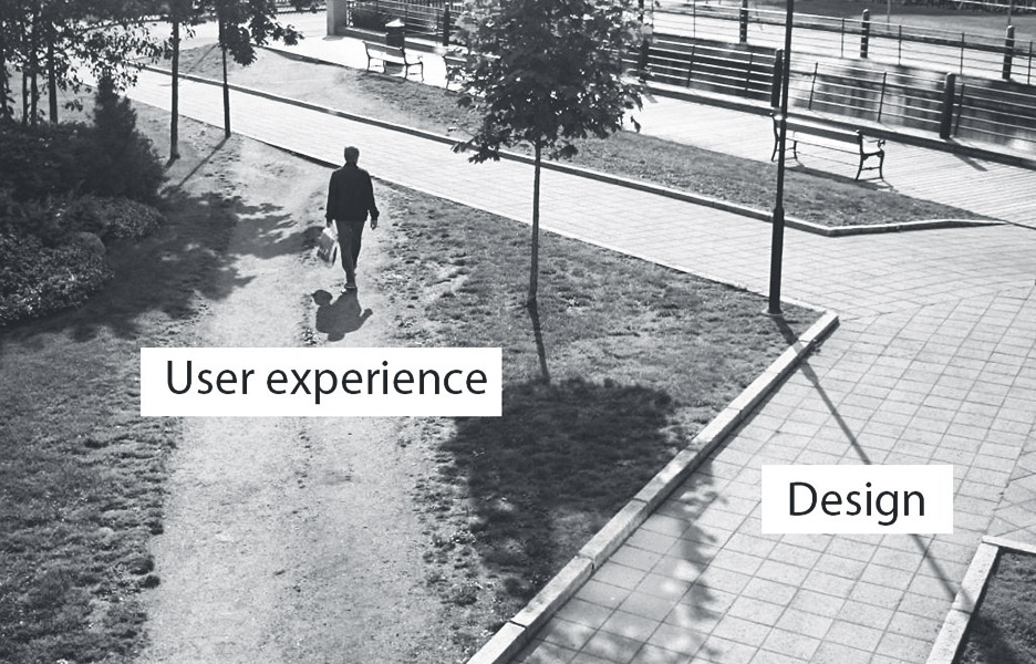 Photo d'un passant qui montre la différence entre la démarche UX ou expérience utilisateur et le design 